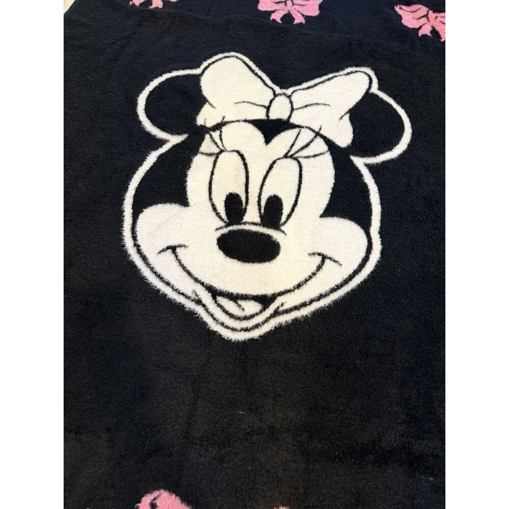 Vintage 1984 Biederlack Minnie Mouse Black Pink Bows Rare HTF USA Reversible